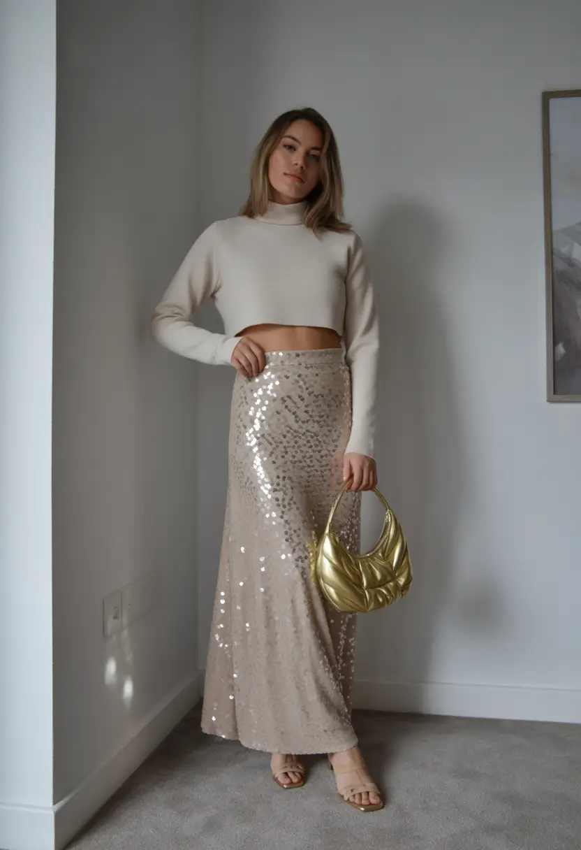 Fashion Christmas Party Outfit 2025 Champagne Whisper