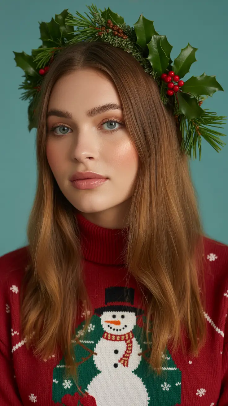 Festive Christmas Hairstyles 2025 Evergreen Crown Elegance