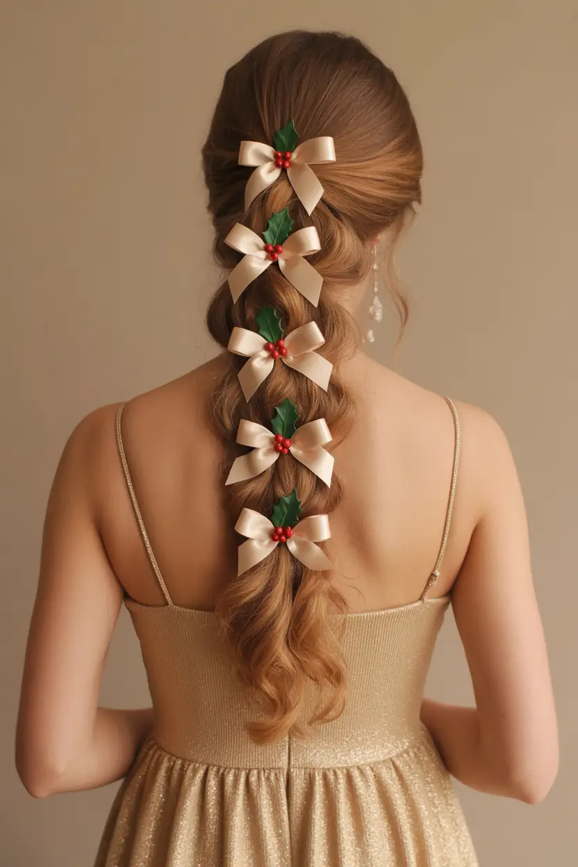 Festive Christmas Hairstyles 2025 Golden Ribbons and Vintage Charm