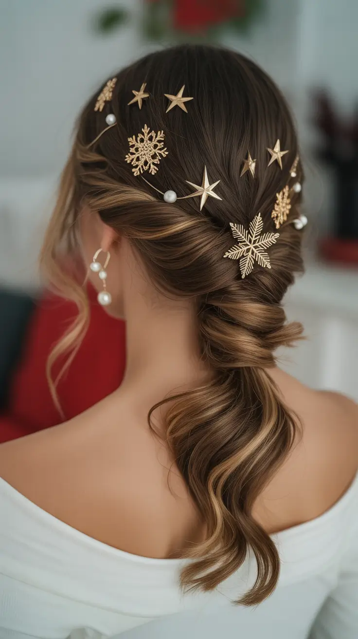 Festive Christmas Hairstyles 2025 Golden Star Holiday Twist