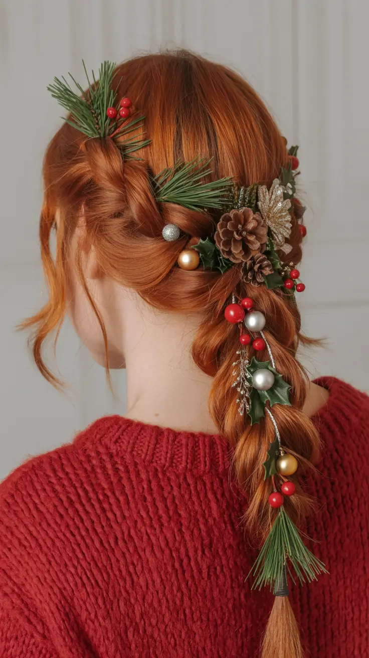 Festive Christmas Hairstyles 2025 Rustic Pinecone Braid