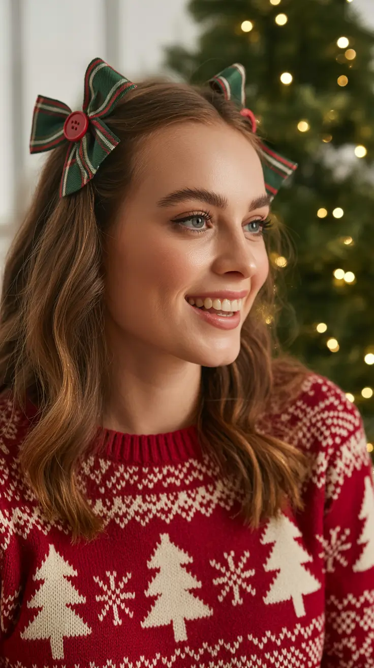 Festive Christmas Hairstyles 2025 Playful Ribbons and Waves