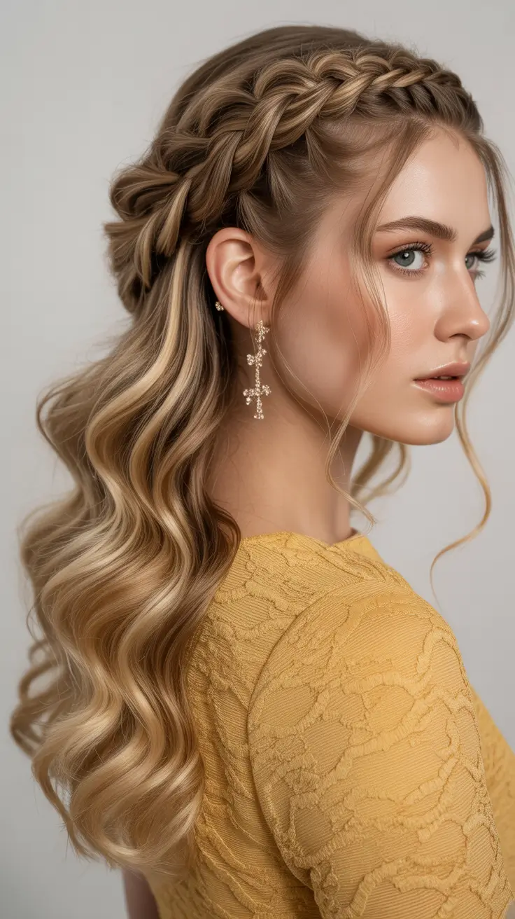 Formal Hairstyles Winter 2025–2026 Golden Braided Crown Elegance