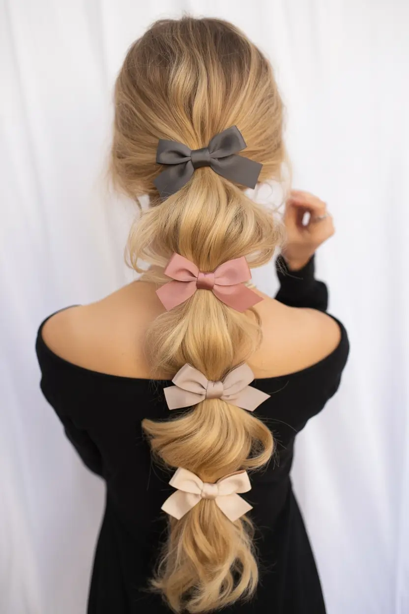 Formal Hairstyles Winter 2025–2026 Playful Bubble Ponytail with Bows
