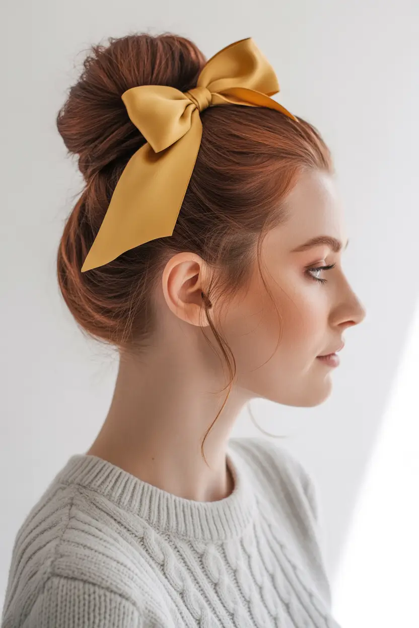Formal Hairstyles Winter 2025–2026 Classic Bun with a Satin Bow