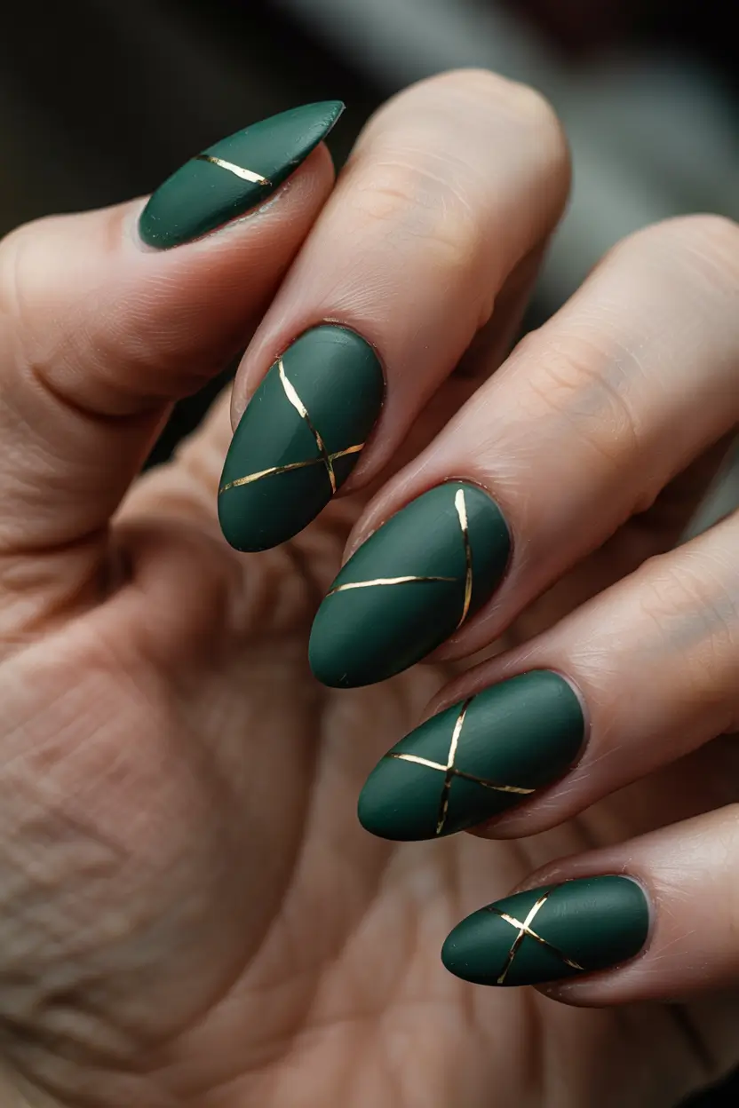 Fresh Nail Colors Winter 2025–2026 Emerald Velvet with Golden Touch