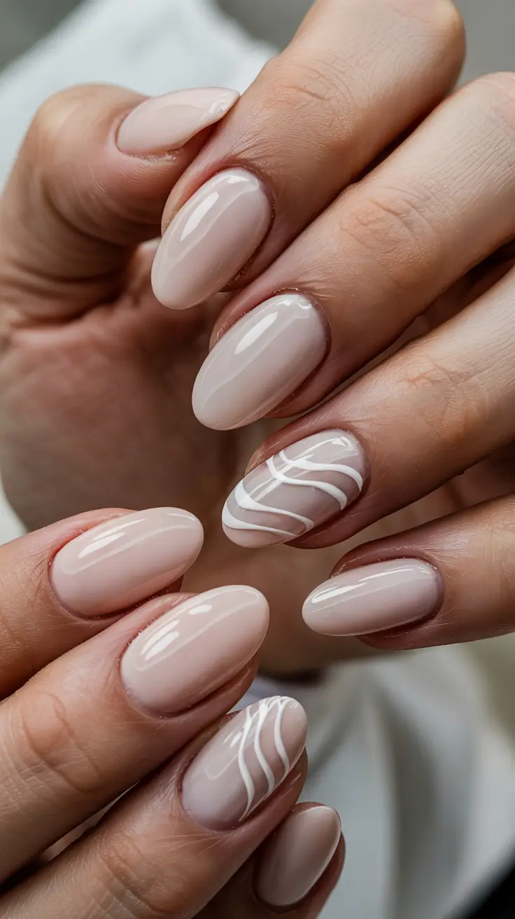 Fresh Nail Colors Winter 2025–2026 Milky Beige with Minimalist Lines