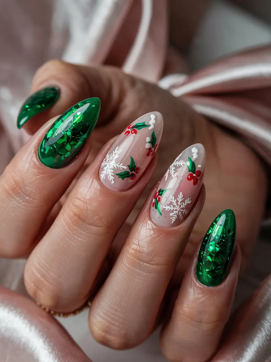 Fresh Nail Colors Winter 2025–2026 Emerald Holly Spark