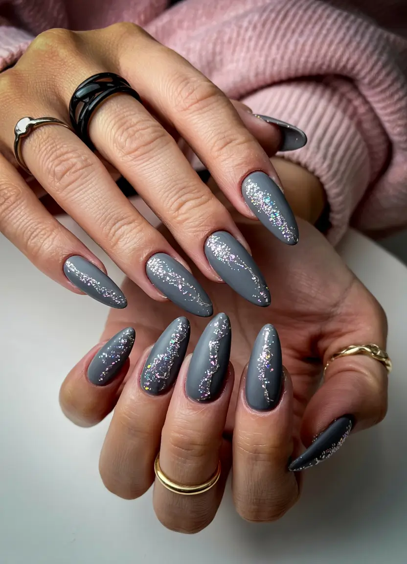 Fresh Nail Colors Winter 2025–2026 Charcoal Spark Trails
