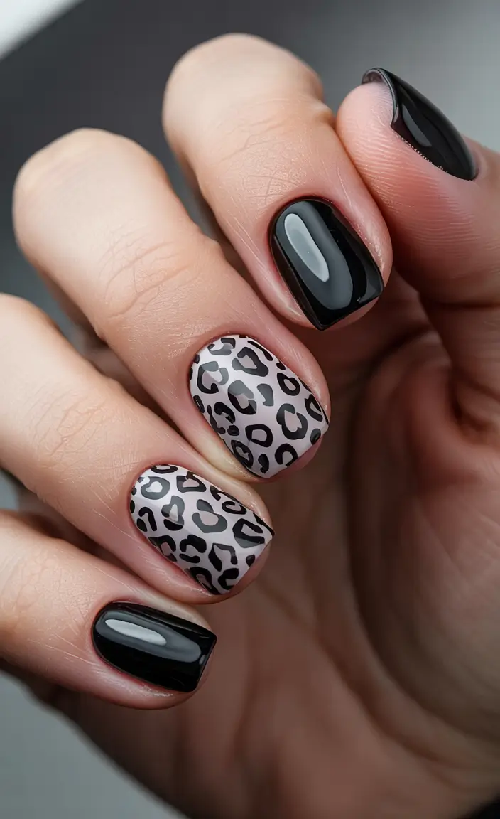 Fresh Nail Colors Winter 2025–2026 Leopard Luxe with Glossy Black