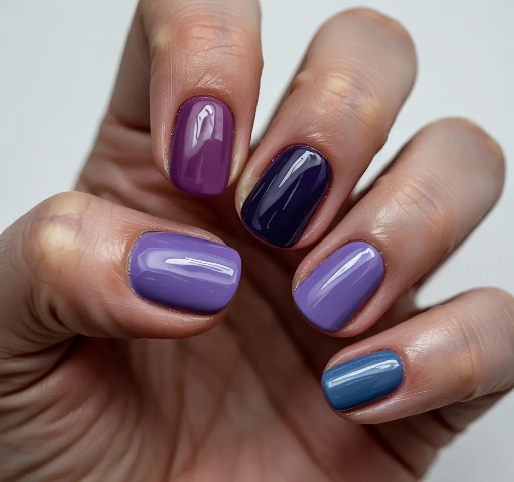 Fresh Nail Colors Winter 2025–2026 Moody Purple Mix