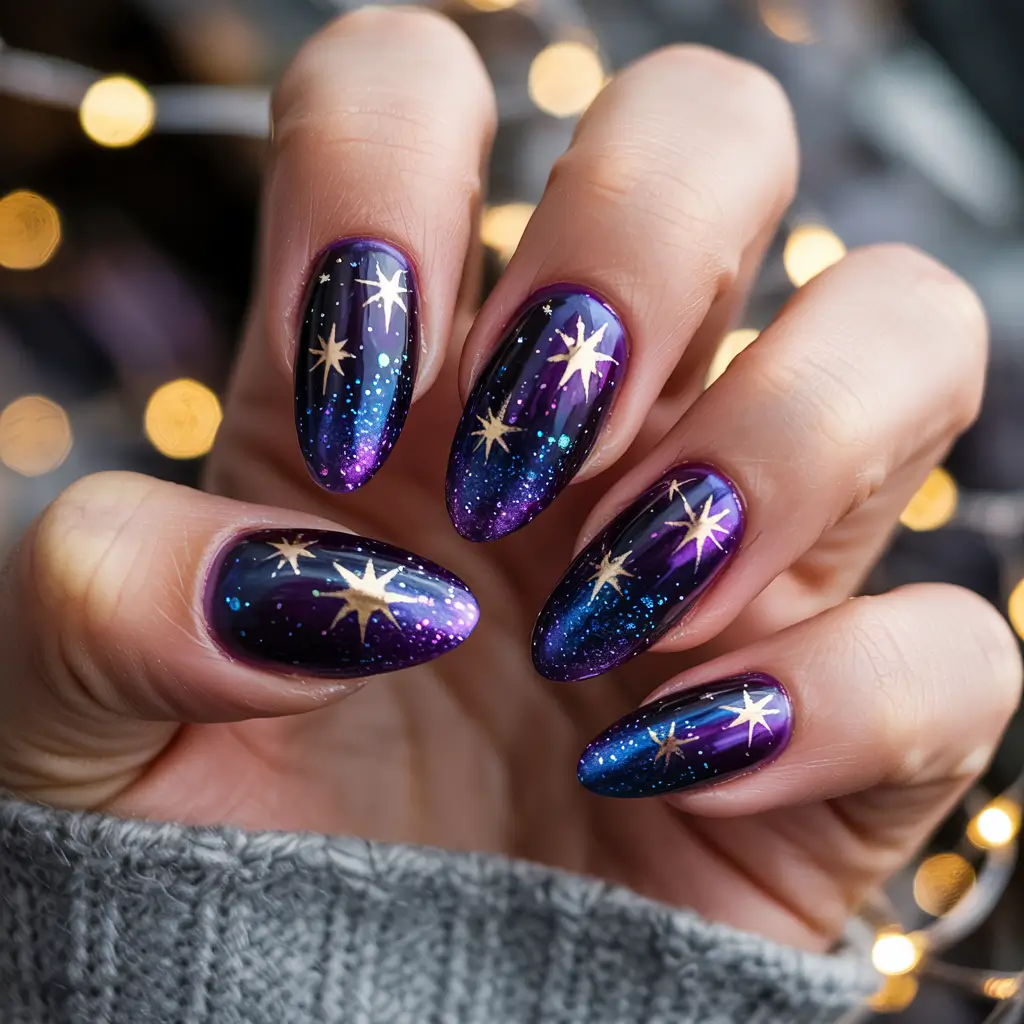 Fresh Nail Colors Winter 2025–2026 Midnight Sky Sparkle