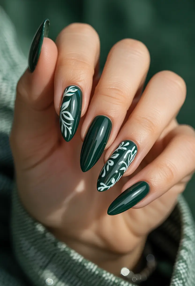 Green Nail Trends for Winter 2025–2026 - Botanical Midnight