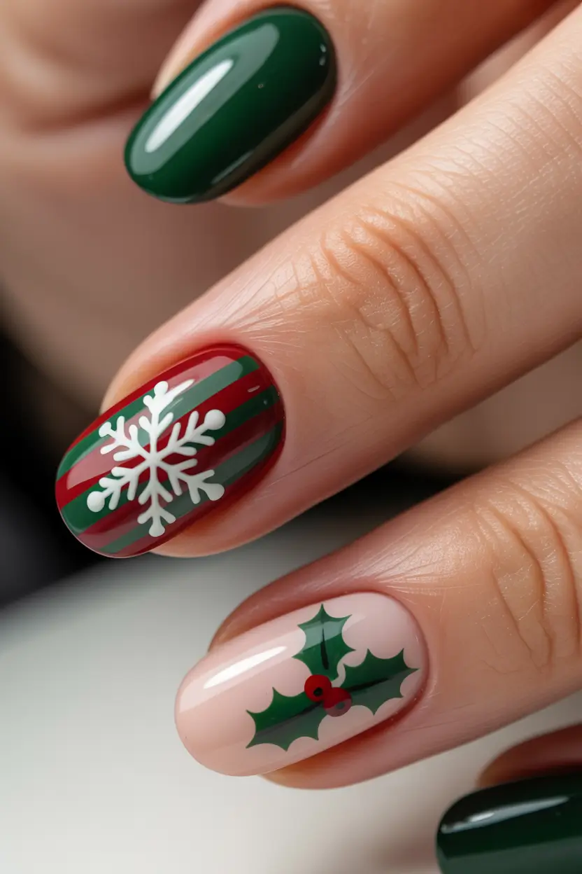Green Nail Trends for Winter 2025–2026 - Classic Christmas Charm