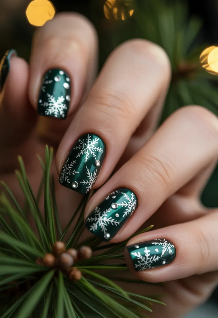 Green Nail Trends for Winter 2025–2026 - Frosted Forest