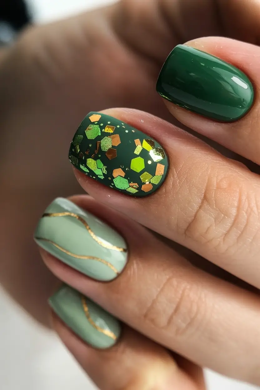 Green Nail Trends for Winter 2025–2026 - Mint & Metallic Mix