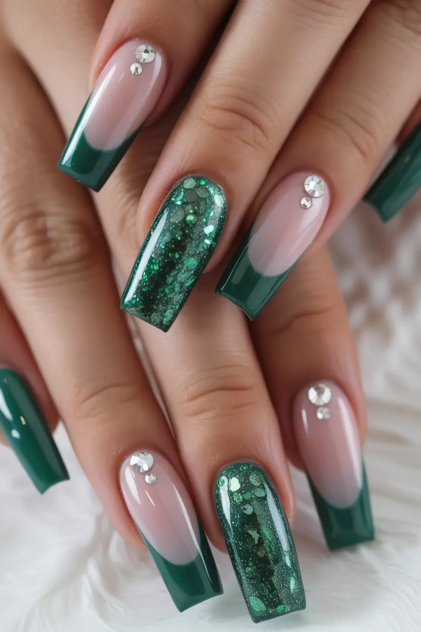 Green Nail Trends for Winter 2025–2026 - Emerald French Luxe