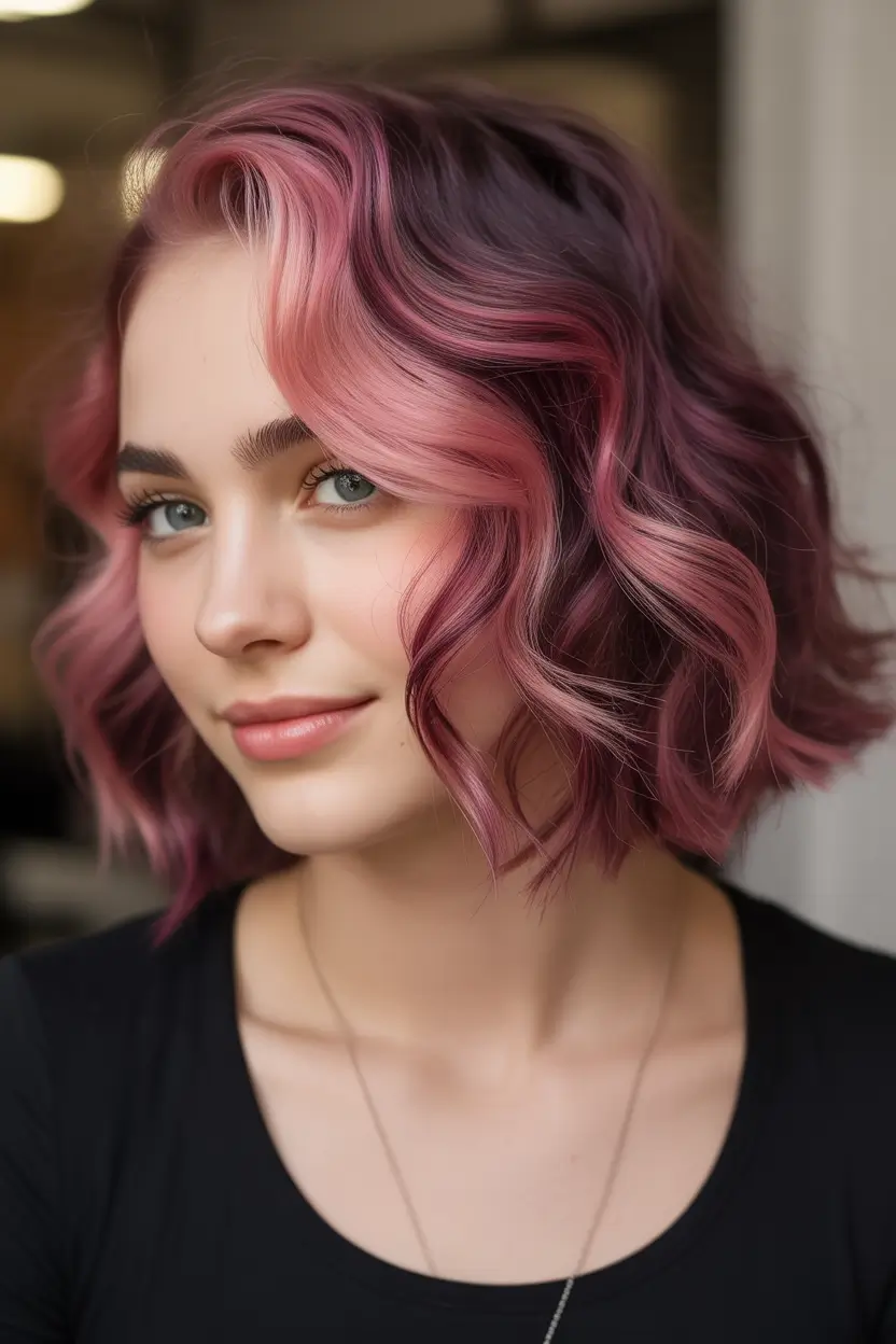 Highlighted Hair Colors for Winter 2025–2026 Rose Pink Bob