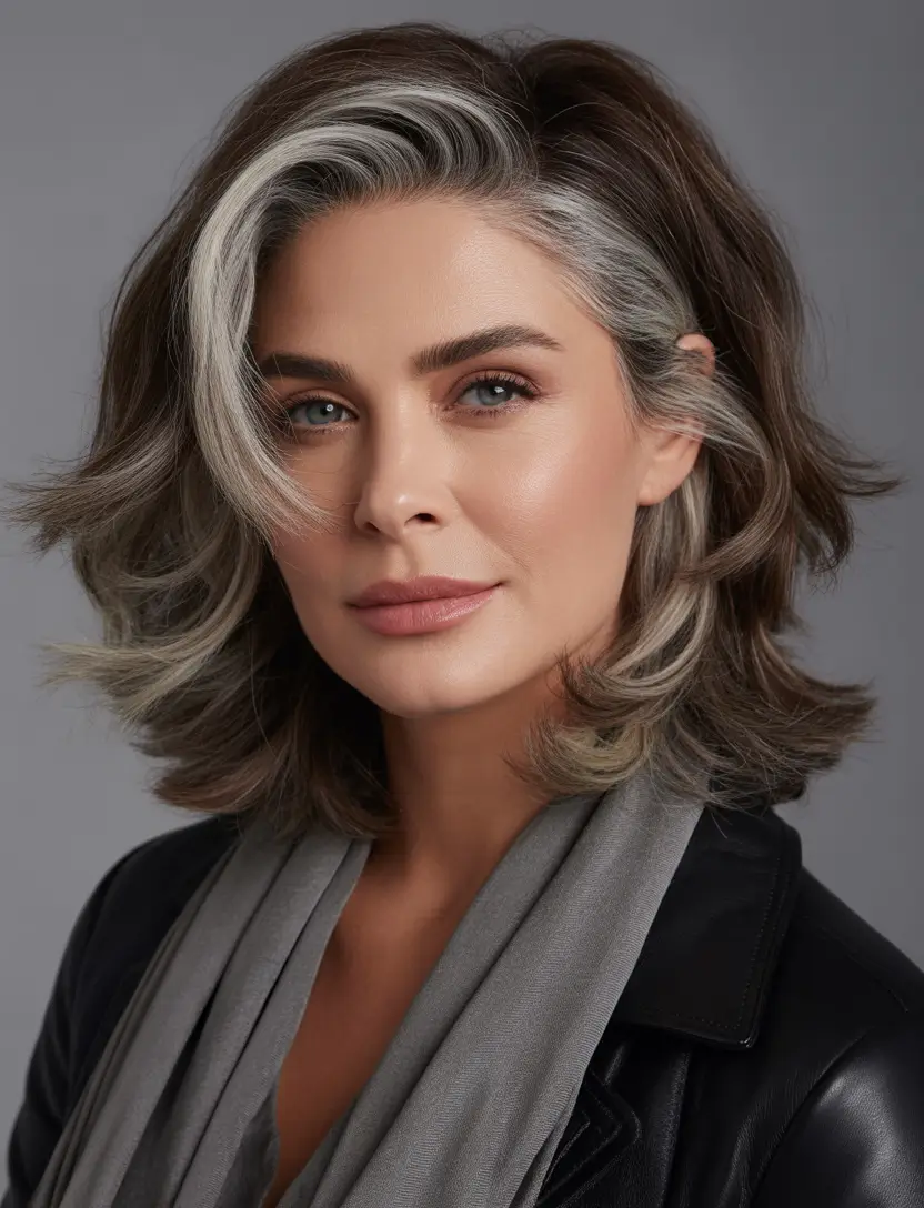 Highlighted Hair Colors for Winter 2025–2026 Silver Highlights Salt Pepper