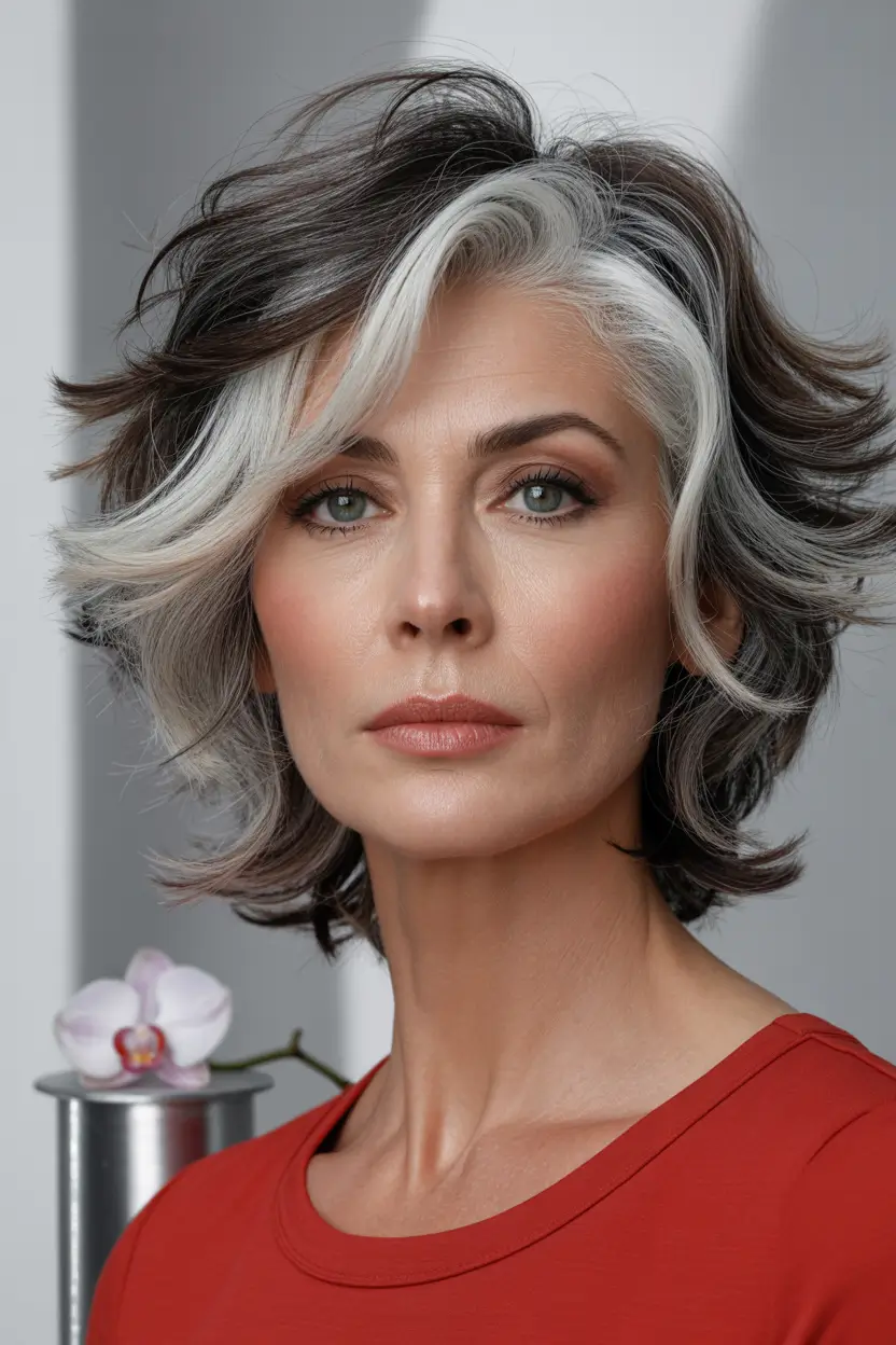 Highlighted Hair Colors for Winter 2025–2026 Silver Streaks Layers