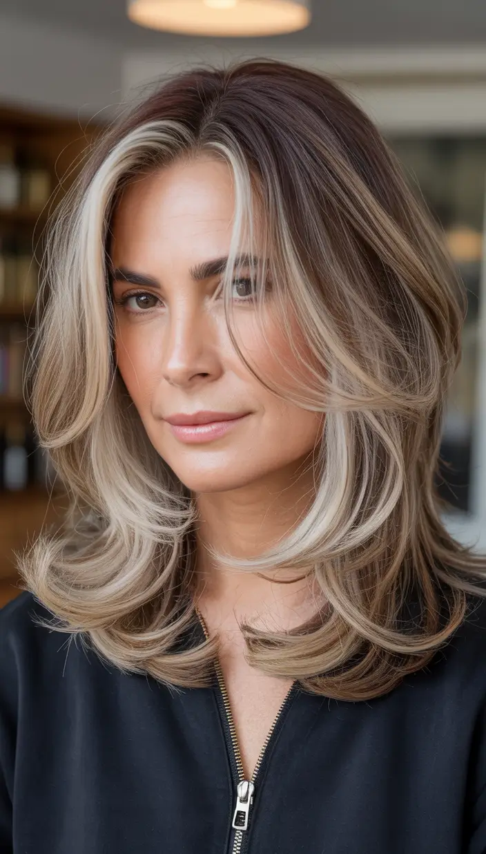 Highlighted Hair Colors for Winter 2025–2026 Blond Mid-Length Lowlights