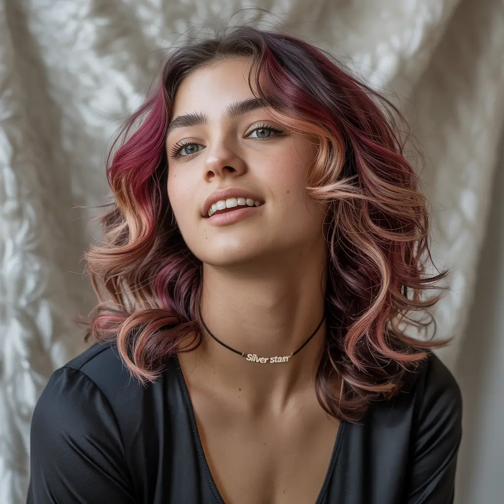 Highlighted Hair Colors for Winter 2025–2026 Rose Berry Waves