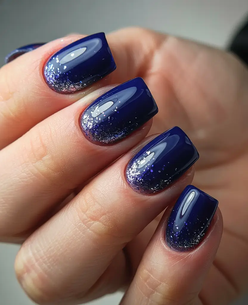 Modern Acrylic Nails Winter 2025–2026 Midnight Glitter Charm