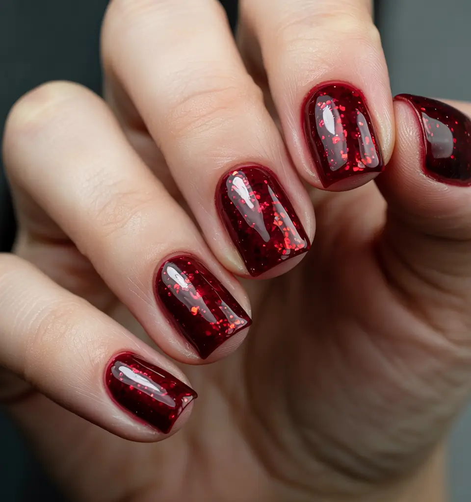 Modern Acrylic Nails Winter 2025–2026 Ruby Spark Fade