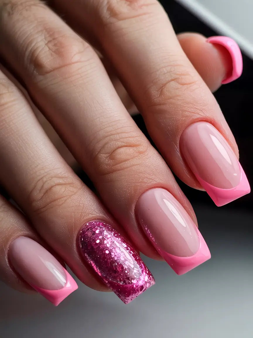 Modern Acrylic Nails Winter 2025–2026 Pink French Delight