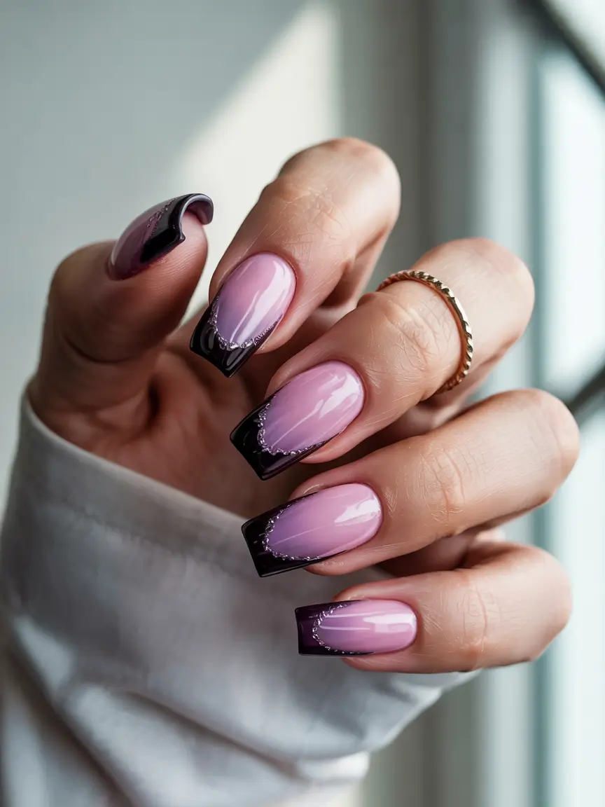 Modern Acrylic Nails Winter 2025–2026 Amethyst French Fade