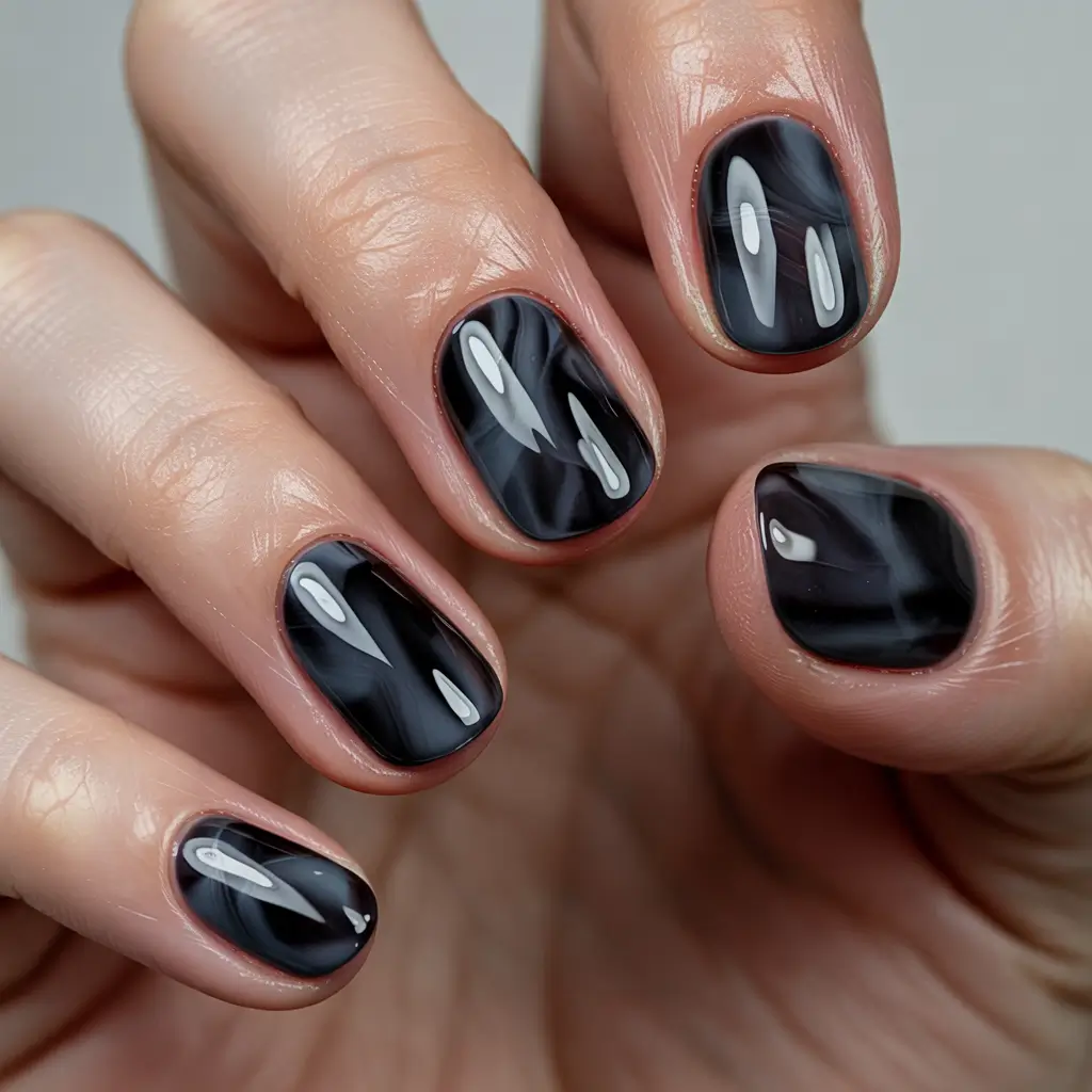 Modern Dark Nail Inspo Winter 2025–2026 Smoke Swirl Onyx