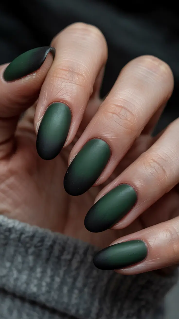Modern Dark Nail Inspo Winter 2025–2026 Matte Forest Fade