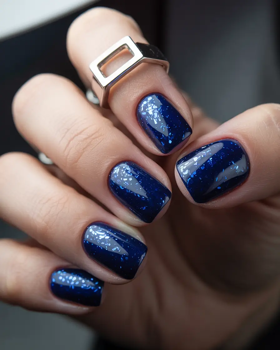 Modern Dark Nail Inspo Winter 2025–2026 Midnight Sapphire Sparkle