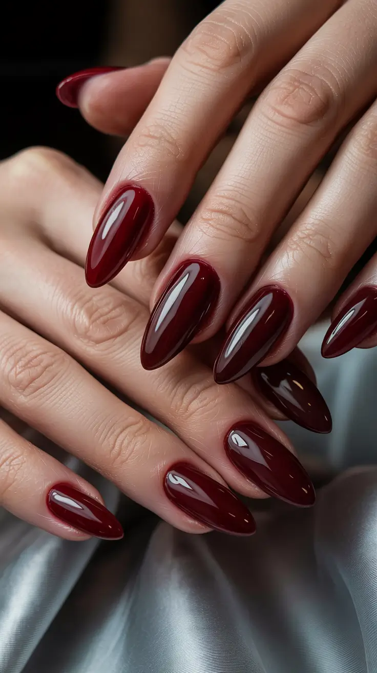 Modern Dark Nail Inspo Winter 2025–2026 Deep Wine Almond Perfection