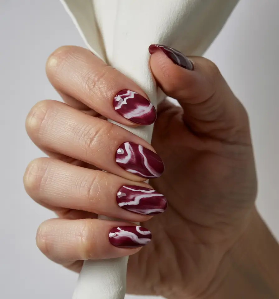 Modern Dark Nail Inspo Winter 2025–2026 Marble Mocha Whispers