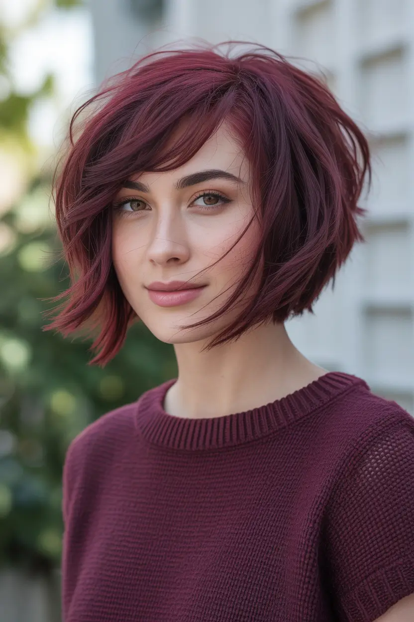 Modern Winter Haircuts Guide 2025–2026 Burgundy Textured Bob