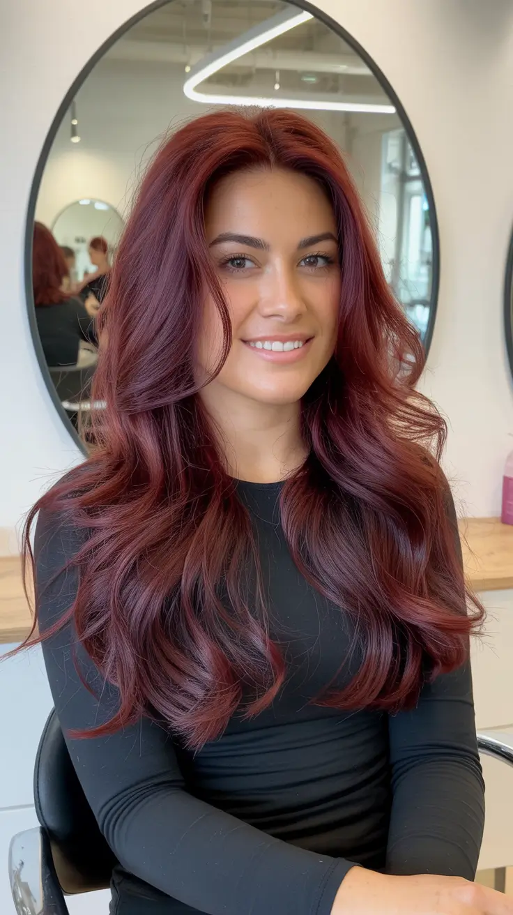 Modern Winter Haircuts Guide 2025–2026 Deep Red Long Layers