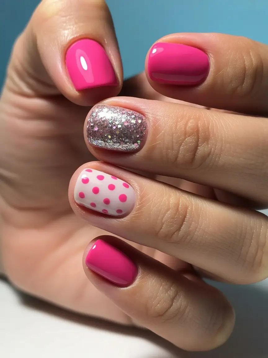 Pink Winter Nails 2025–2026 Playful Pink Polka Dots