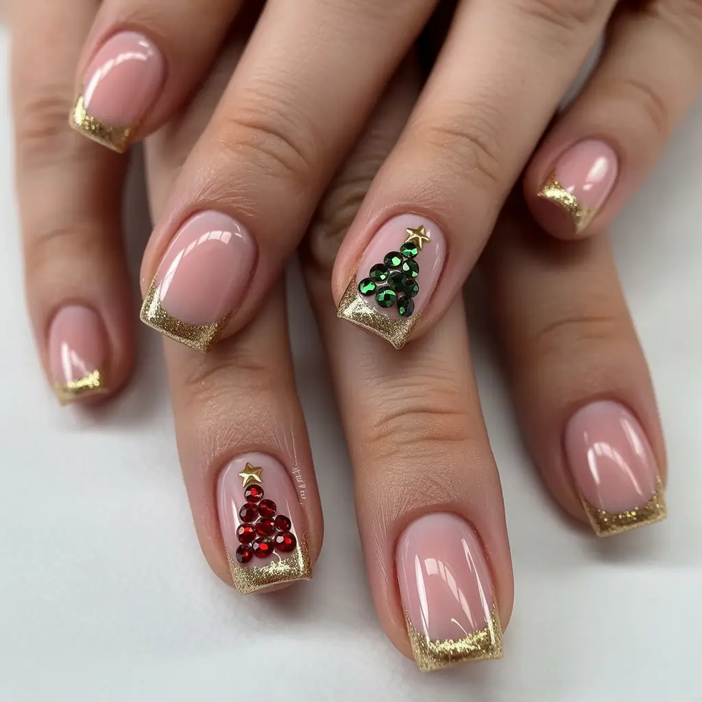 Pink Winter Nails 2025–2026 Golden Holiday Charm