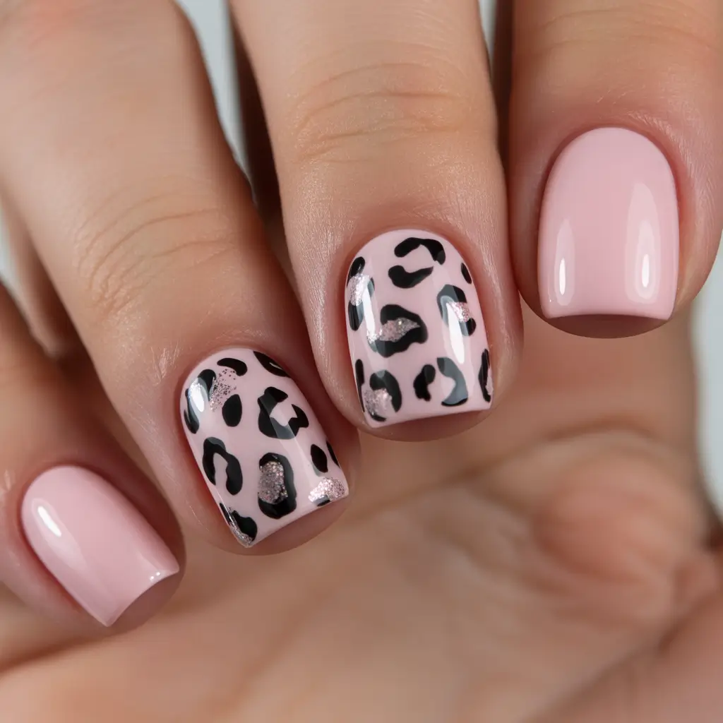 Pink Winter Nails 2025–2026 Blush Leopard Chic