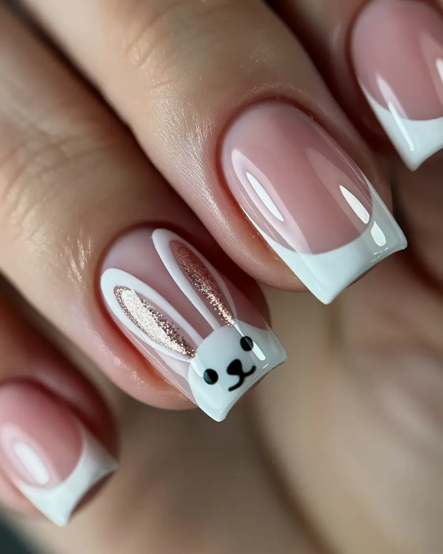 Pink Winter Nails 2025–2026 Bunny French Tips