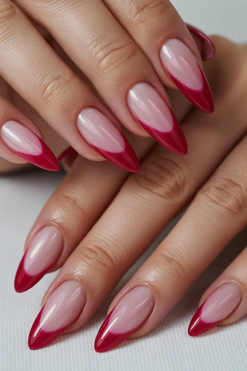 Pink Winter Nails 2025–2026 Berry Red French