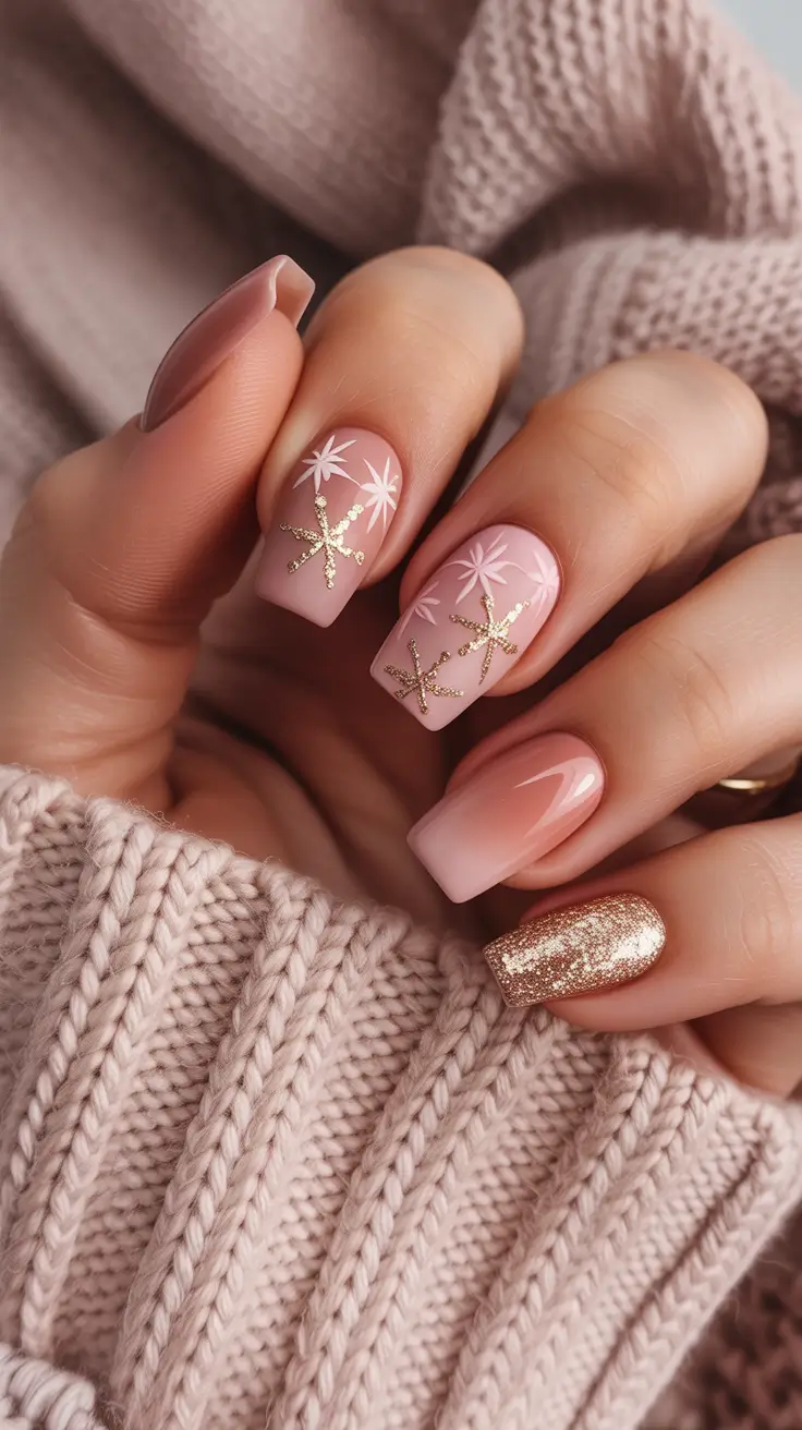 Pink Winter Nails 2025–2026 Golden Star Elegance