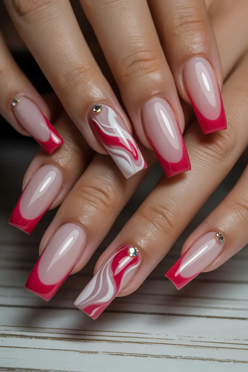 Pink Winter Nails 2025–2026 Modern Candy Swirls