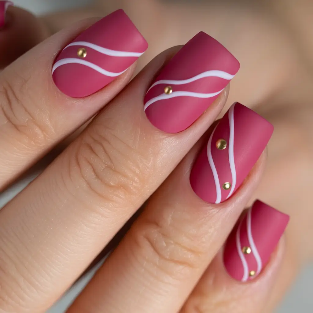 Pink Winter Nails 2025–2026 Matte Blush Waves
