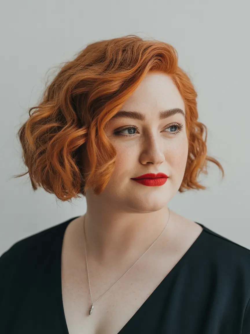 Plus Size Haircuts Winter 2025–2026 Classic Short Bob in Copper Red