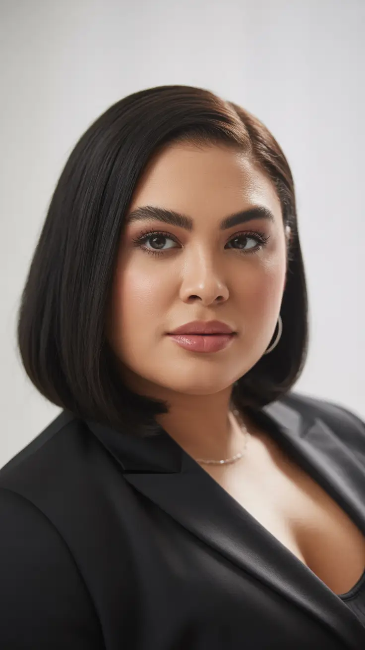 Plus Size Haircuts Winter 2025–2026 Sleek Blunt Bob
