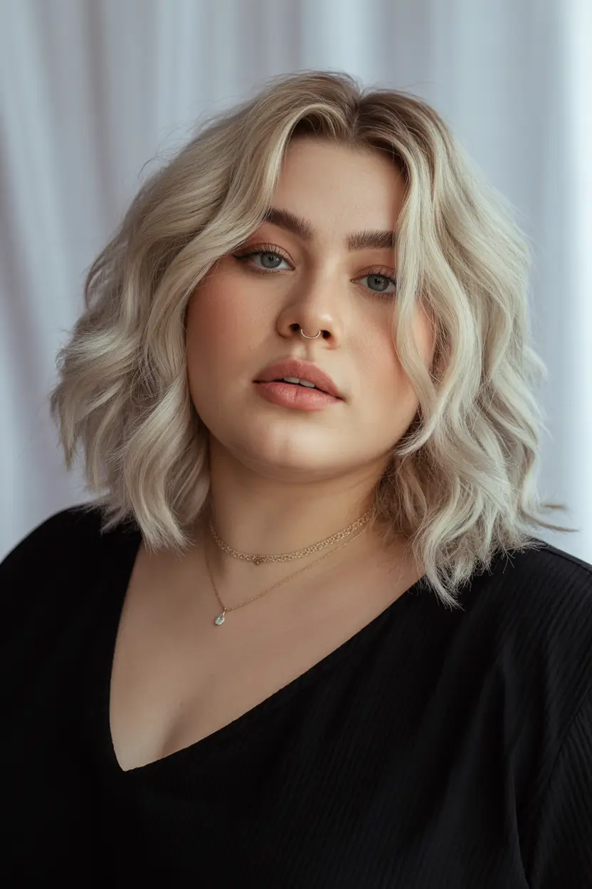 Plus Size Haircuts Winter 2025–2026 Platinum Blonde Waves