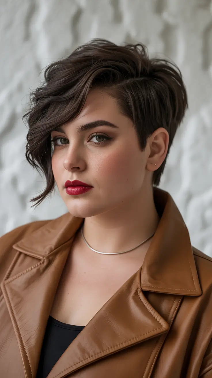 Plus Size Haircuts Winter 2025–2026 Asymmetrical Pixie with Side Sweep