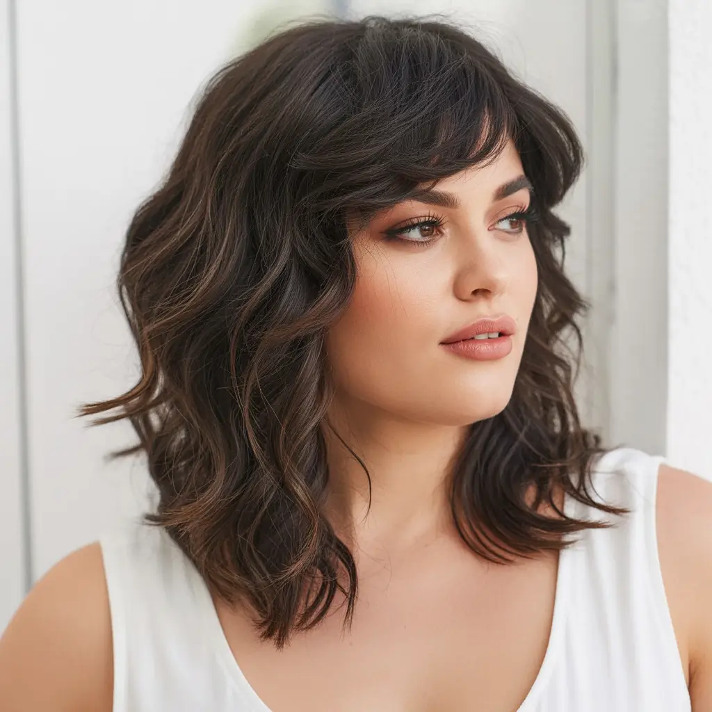 Plus Size Haircuts Winter 2025–2026 Layered Shag with Bangs